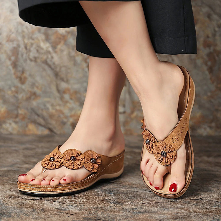 Women’s Floral Wedge Sandals – Retro Style Summer Beach & Casual Comfort Shoes