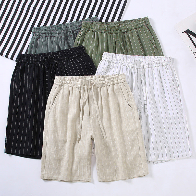 Men Striped Linen Shorts | Breathable Summer Shorts | Casual Beach Wear