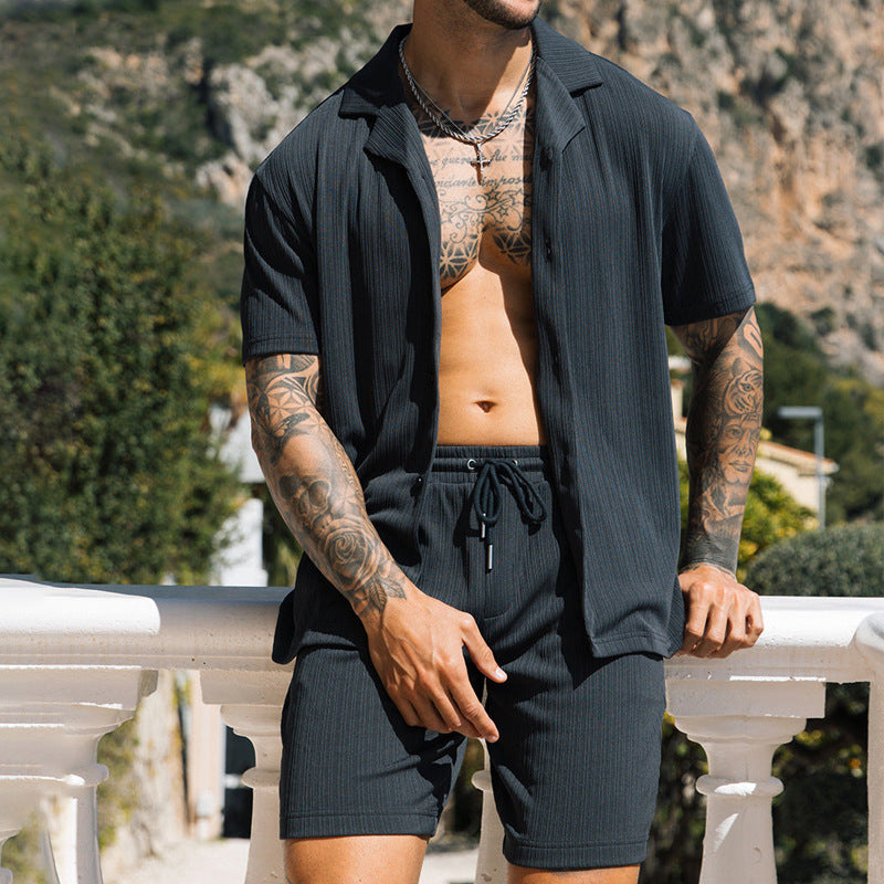 Men’s Two Piece Shirt & Shorts Set – Casual Summer Beach Outfit Streetwear Co-Ord Set
