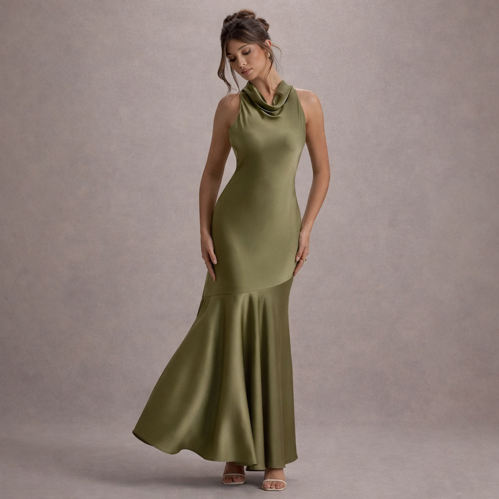 Women’s French Fishtail Summer Dress | Elegant Shoulder Banquet Gown for Party, Evening and Special Occasions