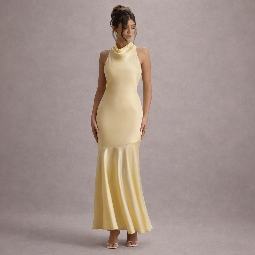 Women’s French Fishtail Summer Dress | Elegant Shoulder Banquet Gown for Party, Evening and Special Occasions