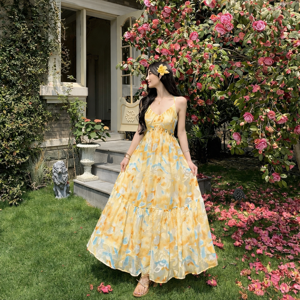 Women’s Fairy Ruffled Spaghetti Strap Summer Dress | Lightweight Flowy Strap Dress for Casual, Party and Vacation Wear