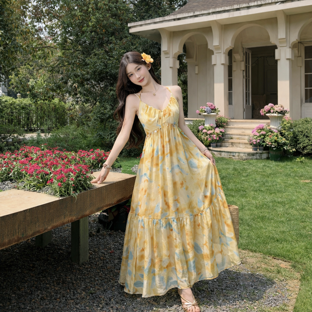 Women’s Fairy Ruffled Spaghetti Strap Summer Dress | Lightweight Flowy Strap Dress for Casual, Party and Vacation Wear