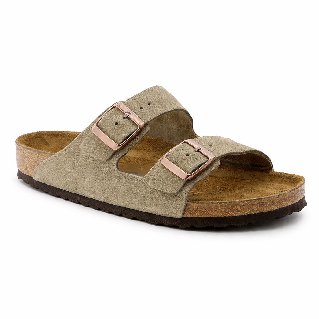 Woman's Vintage Cork Flat Sandals | Adjustable Buckle Summer Comfort Slides for Casual, Travel and Everyday Wear