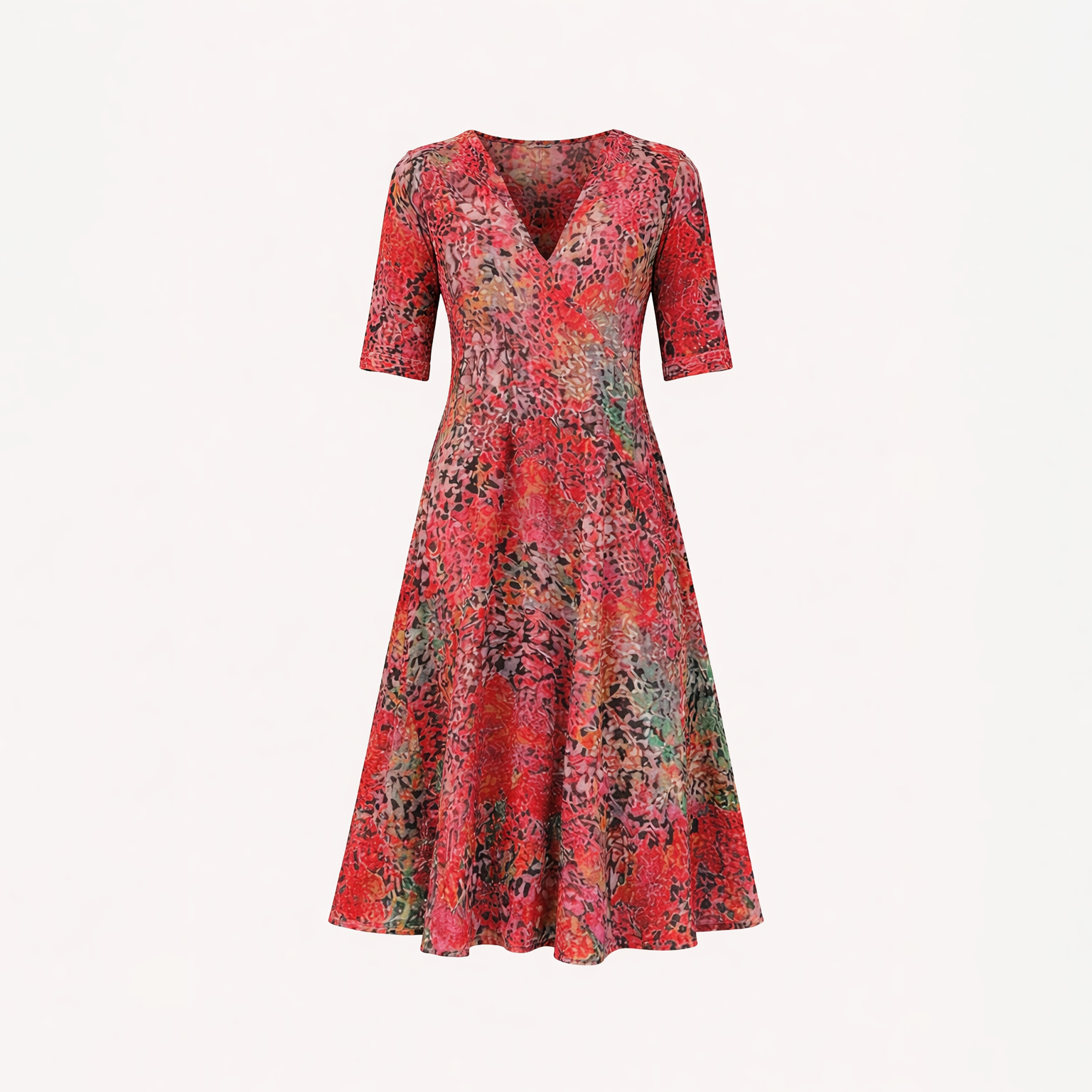 Stylish V-Neck Summer Dress for Women | Lightweight Ethnic Print Flowy Dress with Pockets for Beach and Casual Wear