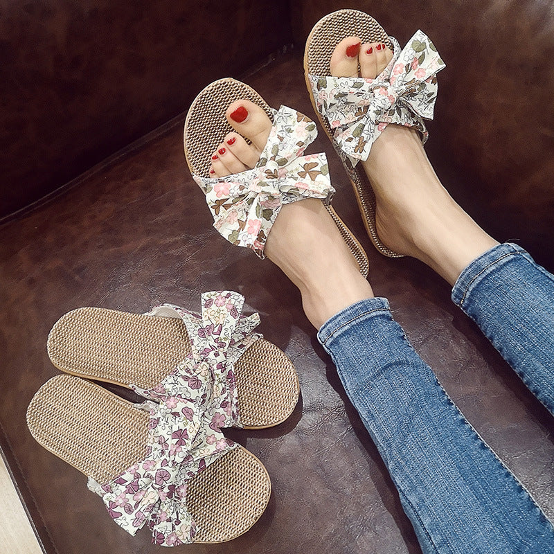 Women’s Bow Non-Slip Home Slippers – Soft Comfortable Cute Indoor Casual Sandals