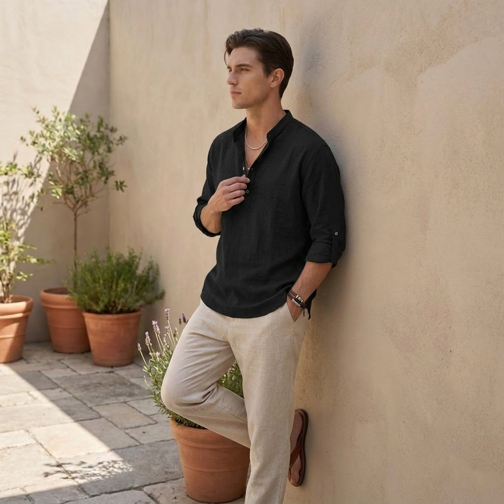 Men Linen Shirt | Loose Fit Summer Shirt | Breathable Casual Wear | Everyday Shirt