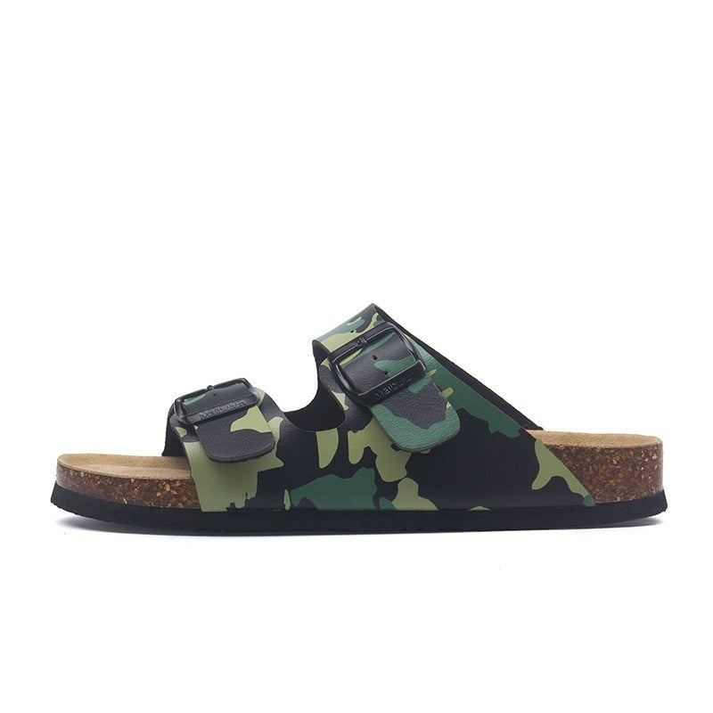 Women’s Cork Footbed Buckle Sandals | Flat Summer Comfort Slides for Beach, Travel and Everyday Wear